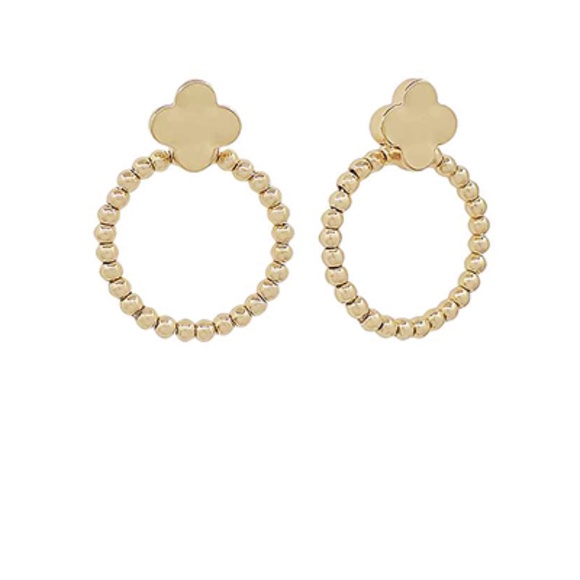 Accented Clover & Ball Ring Earrings - Picture 1 of 1